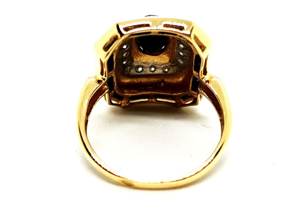 Bague Art déco Or jaune Saphir - Castafiore
