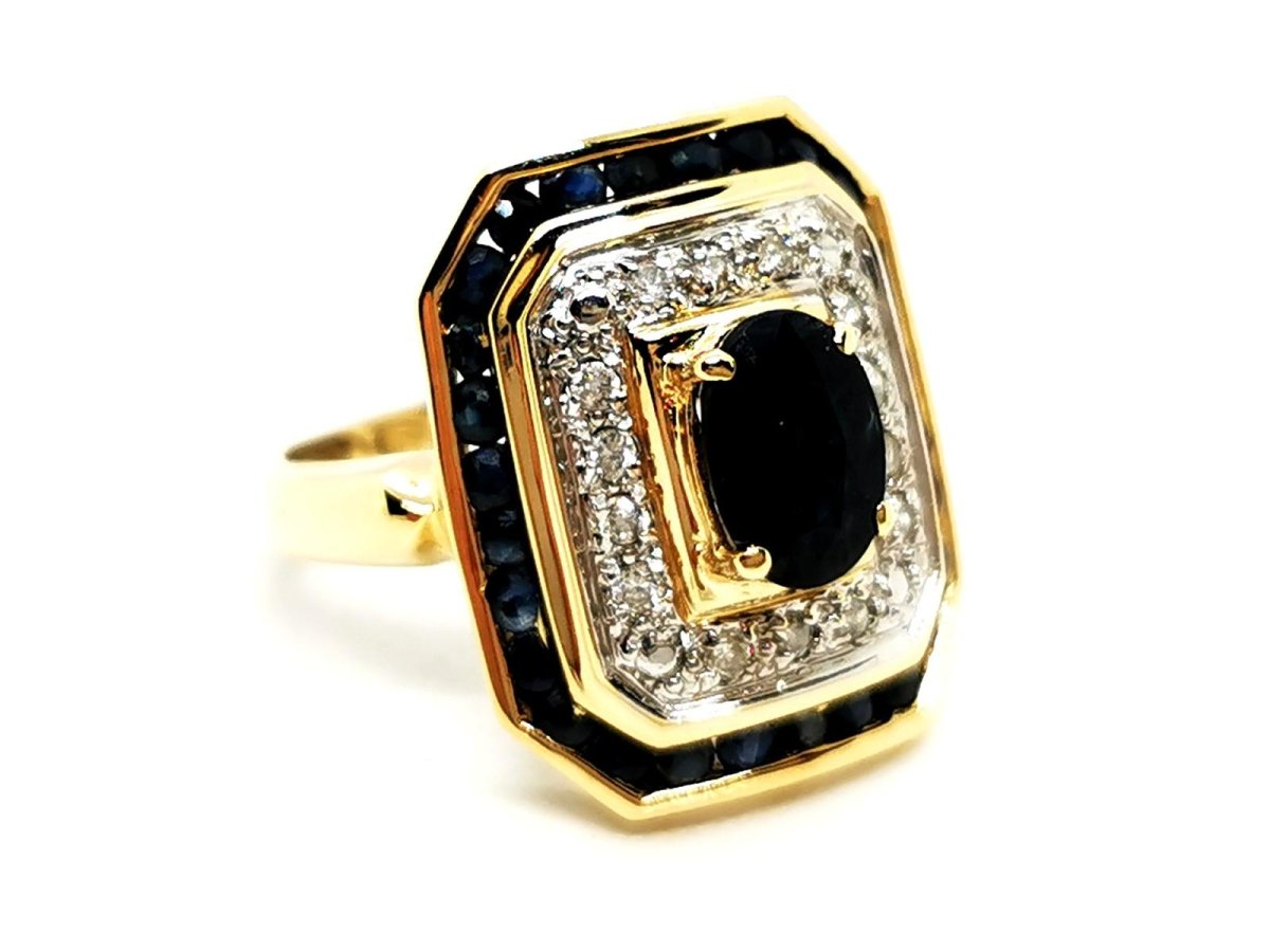 Bague Art déco Or jaune Saphir - Castafiore