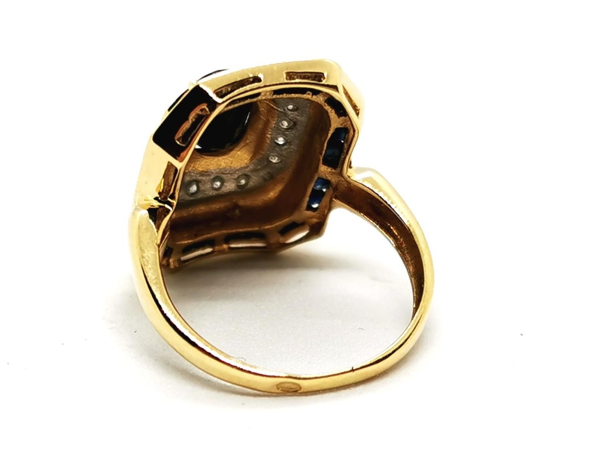 Bague Art déco Or jaune Saphir - Castafiore