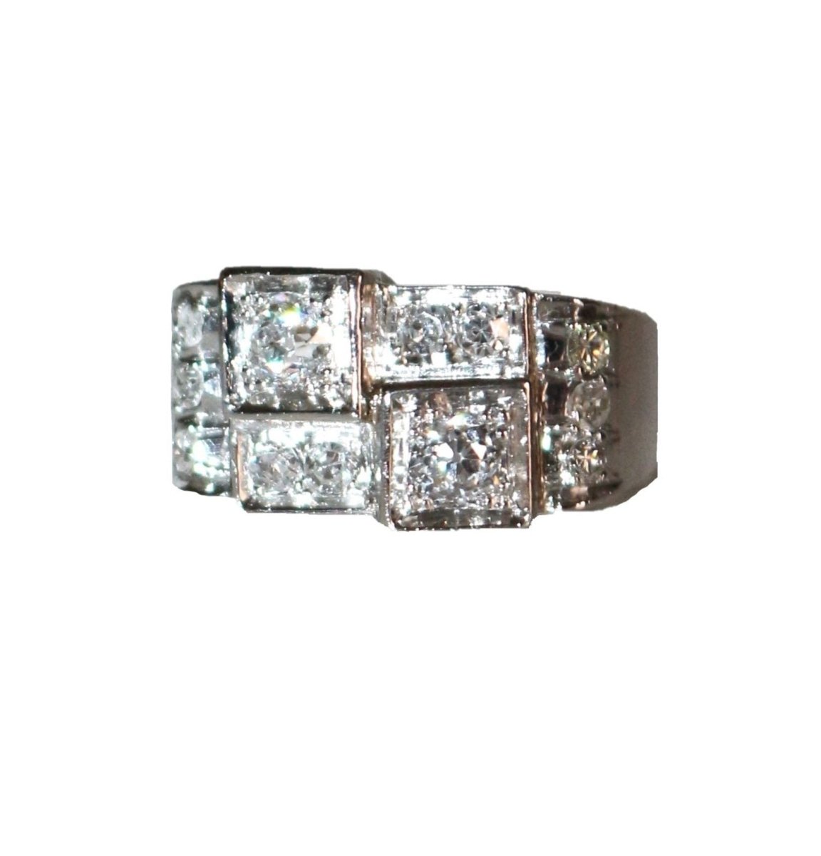 Bague Art Déco Platine Et Diamants - Castafiore