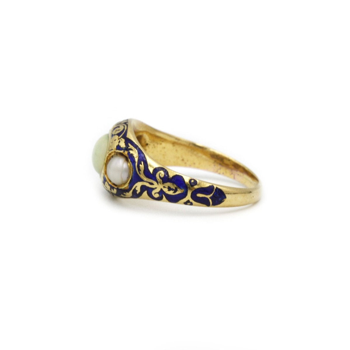Bague Art nouveau en or, opale, perles et émail - Castafiore