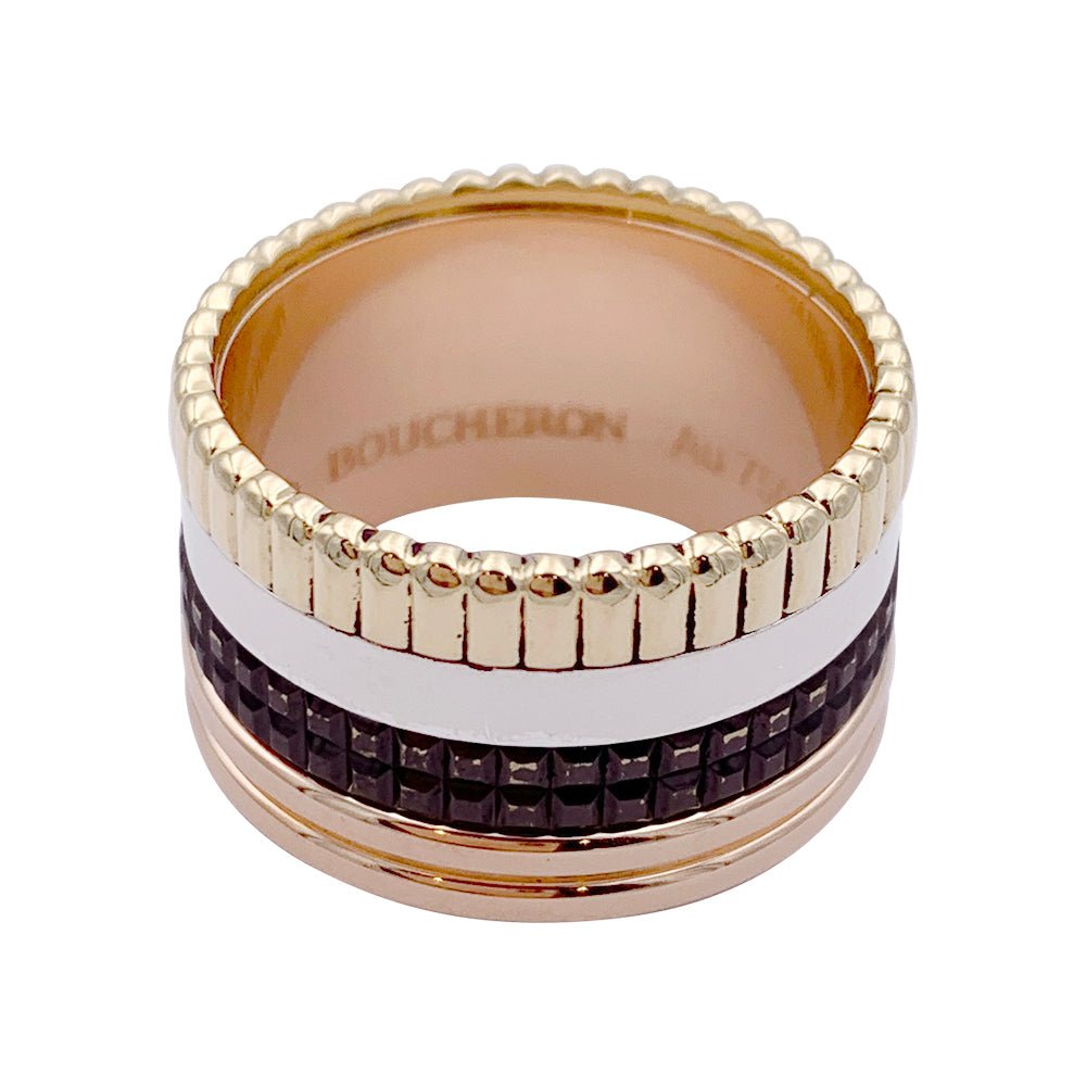 Bague Bandeau BOUCHERON "Quatre Classique Large" en ors et PVD - Castafiore
