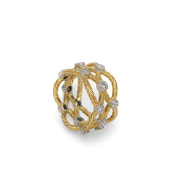 Bague Bandeau BUCCELLATI GianMaria en or jaune, or blanc et diamants - Castafiore