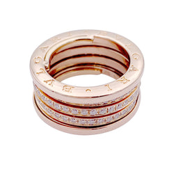 Bague Bandeau BULGARI "B.Zero1" en or rose et diamants - Castafiore