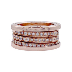 Bague Bandeau BULGARI "B.Zero1" en or rose et diamants - Castafiore