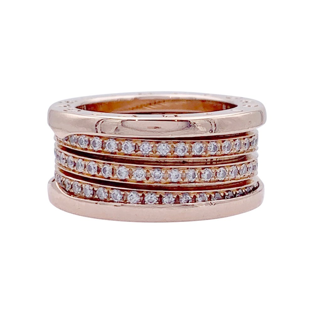 Bague Bandeau BULGARI "B.Zero1" en or rose et diamants - Castafiore