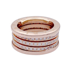 Bague Bandeau BULGARI "B.Zero1" en or rose et diamants - Castafiore