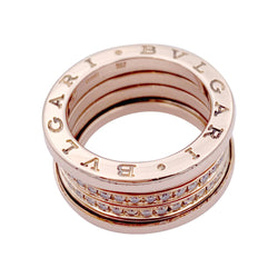 Bague Bandeau BULGARI "B.Zero1" en or rose et diamants - Castafiore