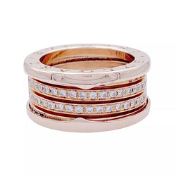 Bague Bandeau BULGARI "B.Zero1" en or rose et diamants - Castafiore