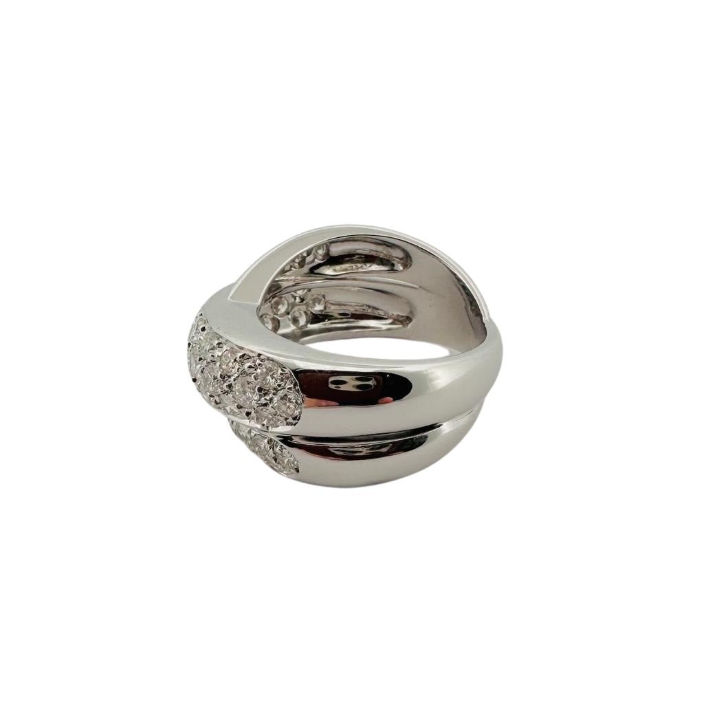 Bague Bandeau croisée en or blanc et diamants - Castafiore