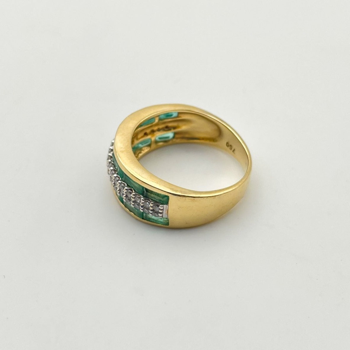 Bague Bandeau Emeraudes et Diamants Vintage - Castafiore