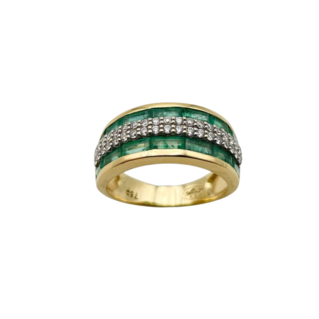 Bague Bandeau Emeraudes et Diamants Vintage - Castafiore