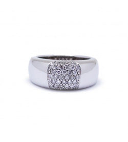 Bague Bandeau en or blanc pavée diamants - Castafiore