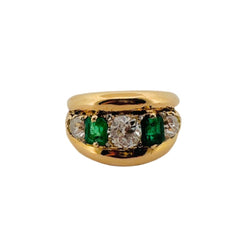 Bague Bandeau en or jaune, émeraudes et diamants - Castafiore