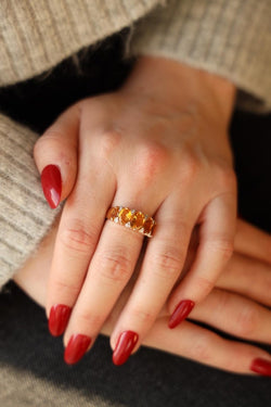 Bague Bandeau en or jaune et citrine - Castafiore