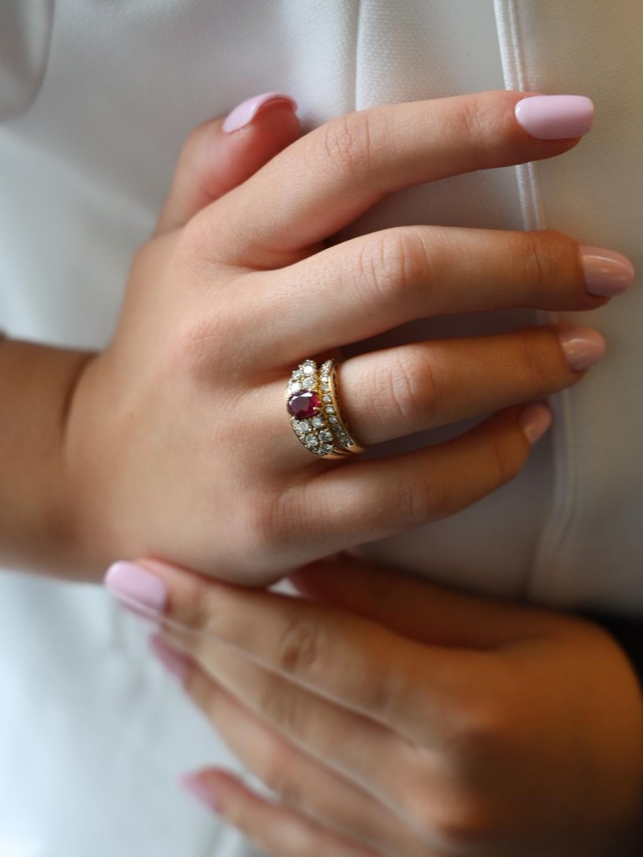 Bague Bandeau en or jaune et rubis - Castafiore