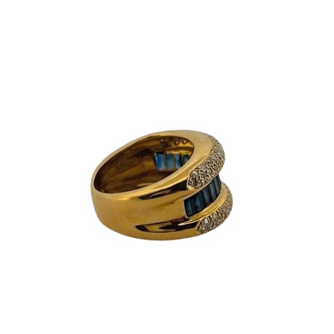 Bague Bandeau en or jaune, saphirs et diamants - Castafiore