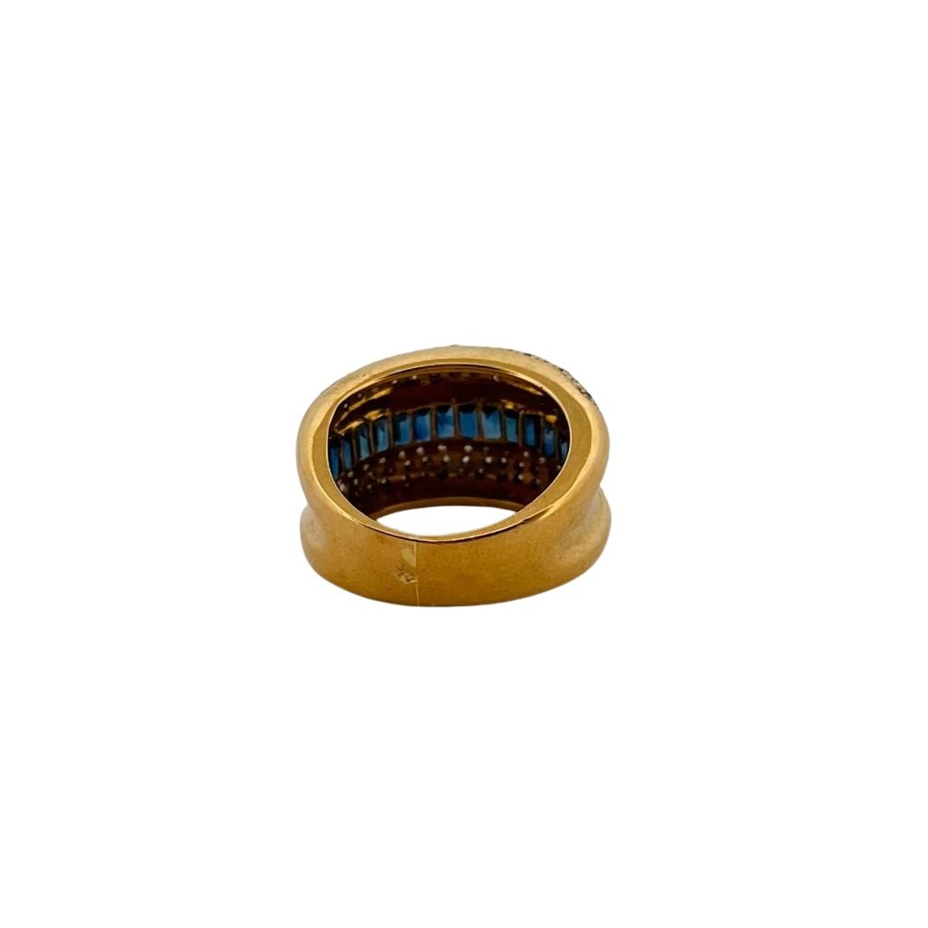 Bague Bandeau en or jaune, saphirs et diamants - Castafiore