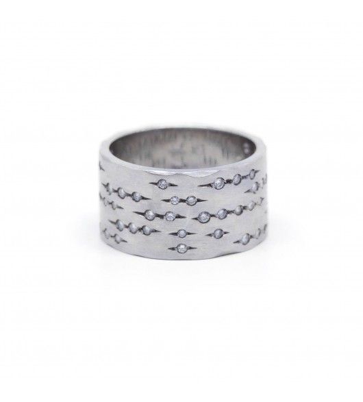 Bague Bandeau H.STERN "Code", en or blanc et diamants - Castafiore