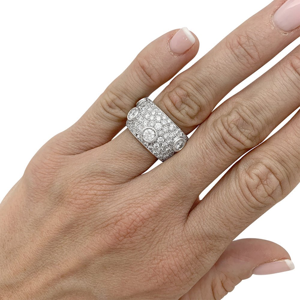 Bague bandeau or blanc, diamants - Castafiore
