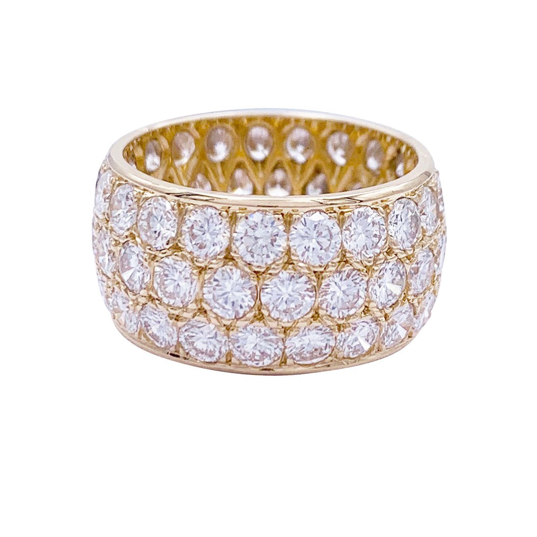 Bague bandeau, or jaune, diamants. - Castafiore