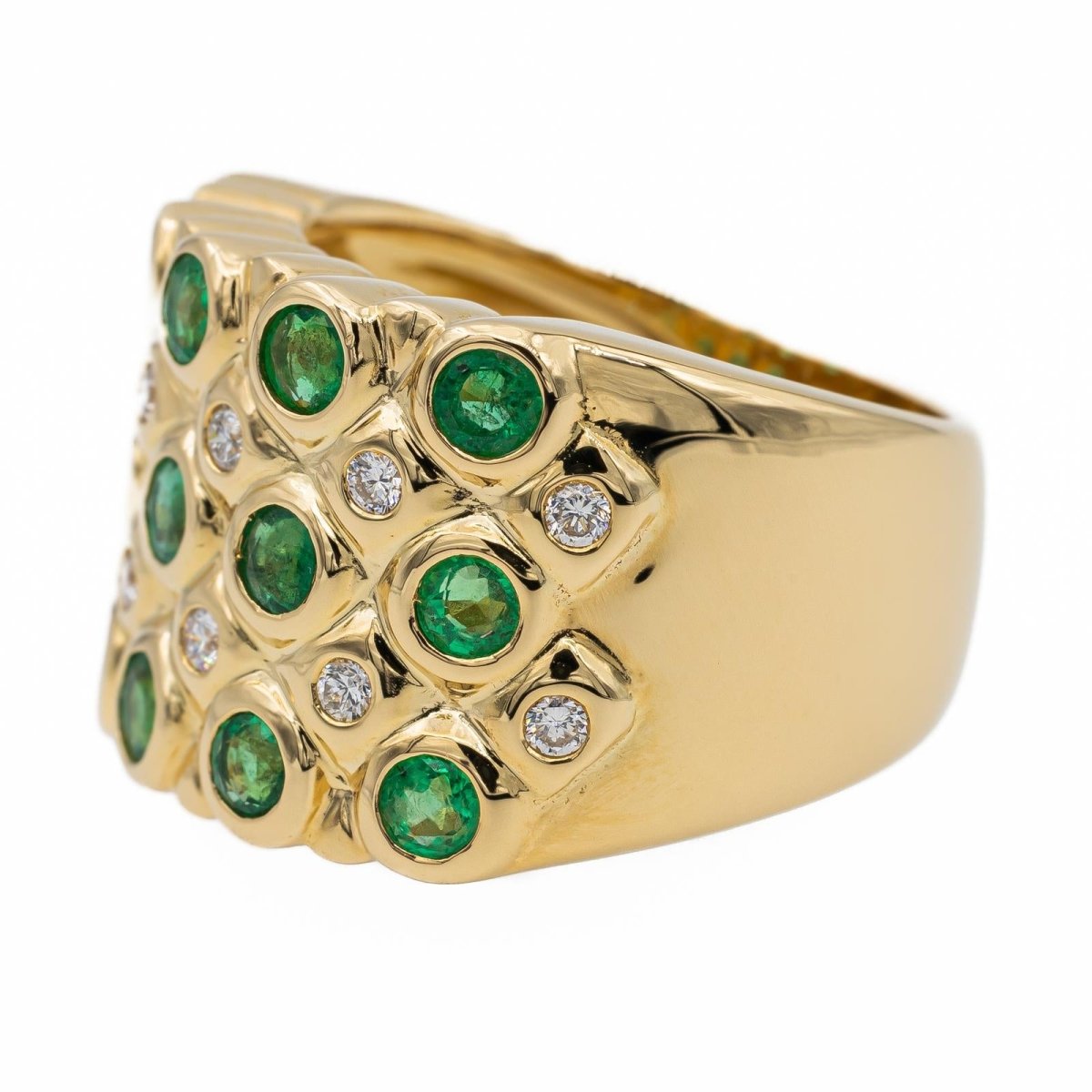 Bague Bandeau Or jaune Emeraude - Castafiore