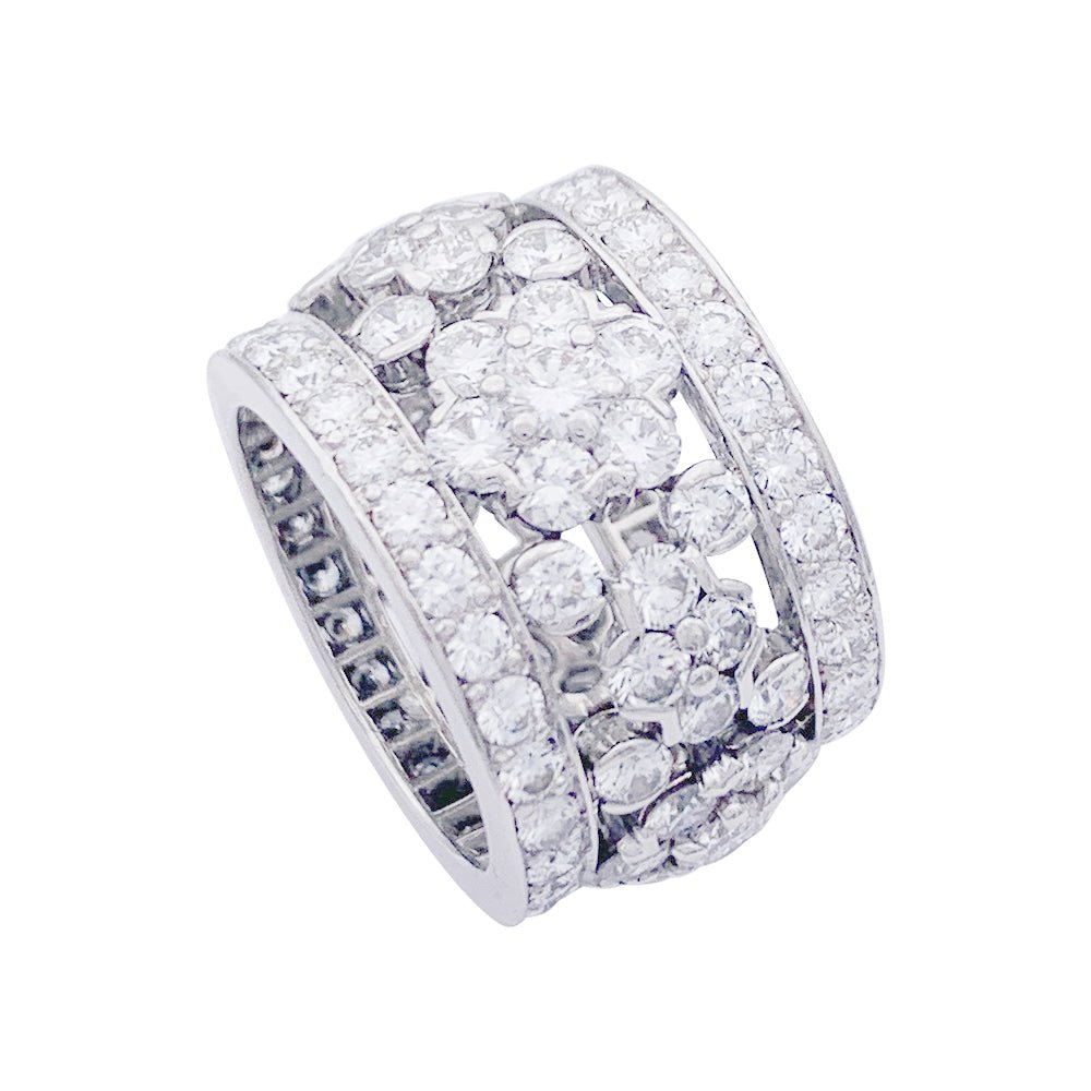 Bague bandeau platine et diamants. - Castafiore