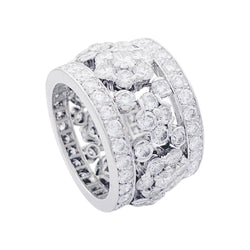 Bague bandeau platine et diamants. - Castafiore