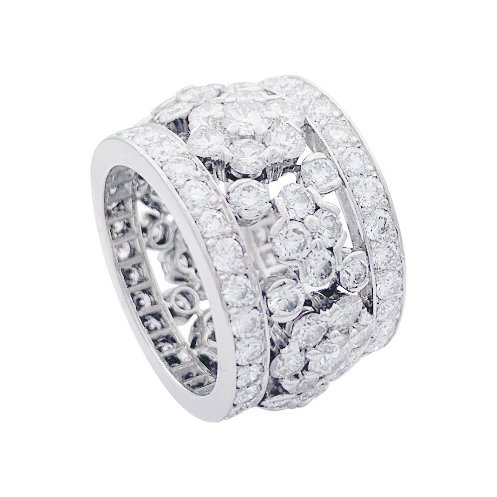 Bague bandeau platine et diamants. - Castafiore