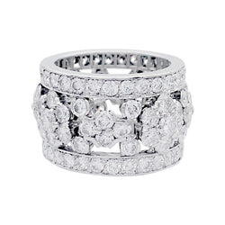 Bague bandeau platine et diamants. - Castafiore