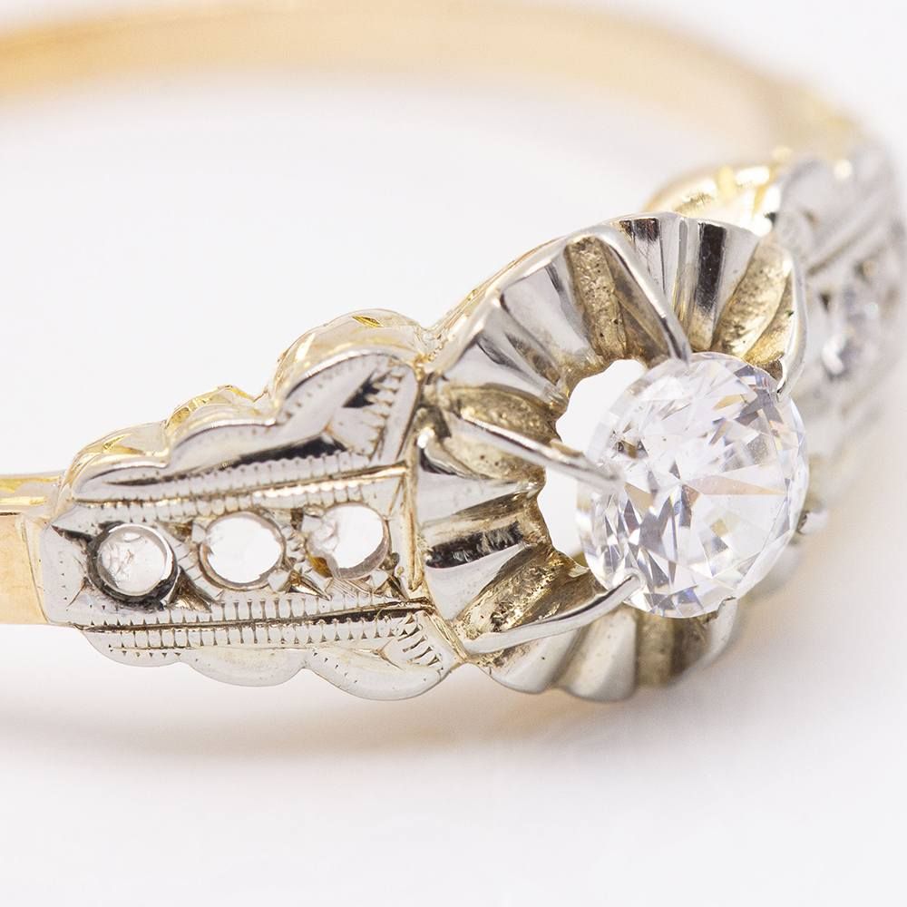 Bague Belle Époque en or, platine et diamants, d'occasion - Castafiore