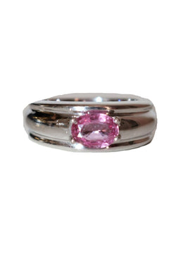 Bague BOUCHERON "Axelle" en or blanc et saphir rose - Castafiore