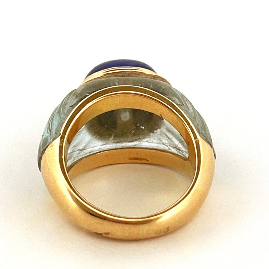 Bague BOUCHERON "Jaïpur" en or jaune, cristal de roche et lapis lazuli - Castafiore