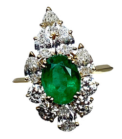 Bague BOUCHERON Pompadour en or jaune, émeraude et diamants - Castafiore