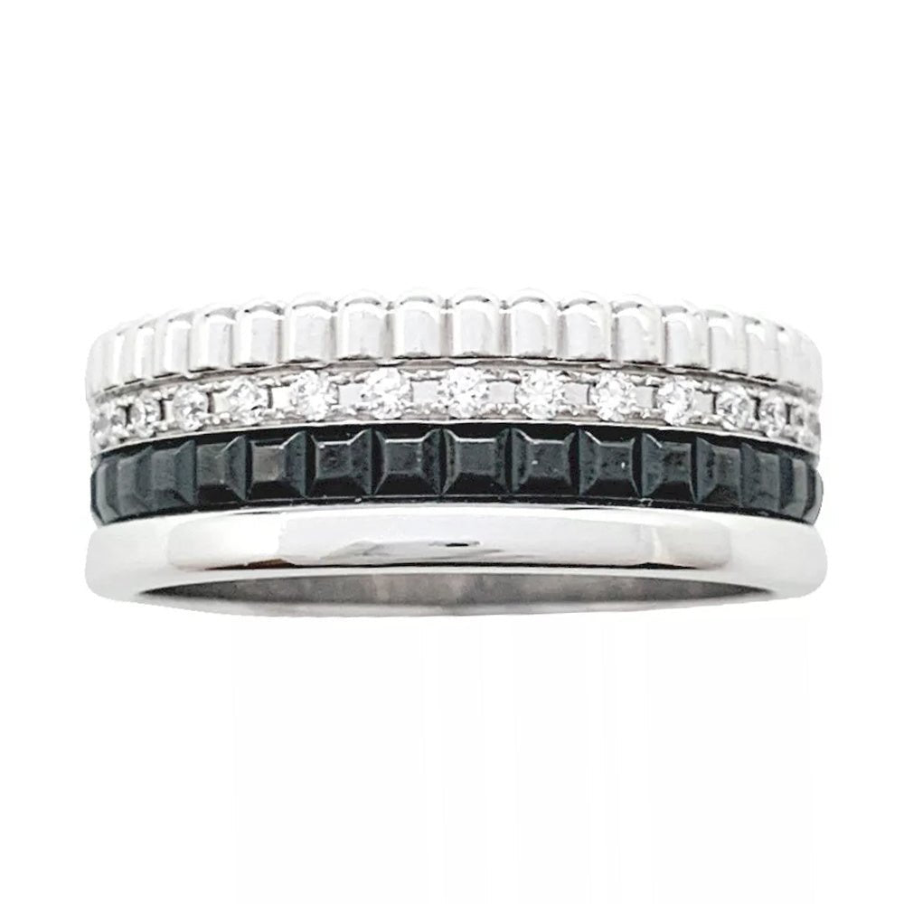 Bague Boucheron, "Quatre Black Edition Small", en or blanc, diamants. - Castafiore