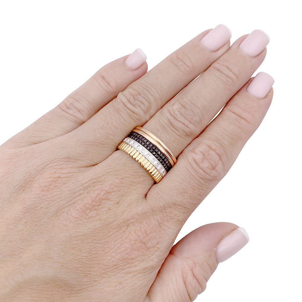 Bague BOUCHERON "Quatre Classique Large", trois ors et diamants - Castafiore