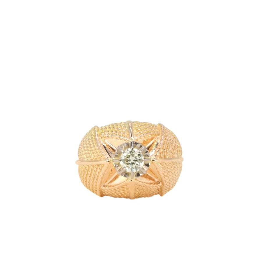 Bague boule ancienne en or jaune et diamant 1950 - Castafiore