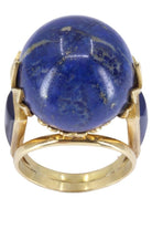 Bague Boule ancienne en or jaune et lapis lazuli - Castafiore