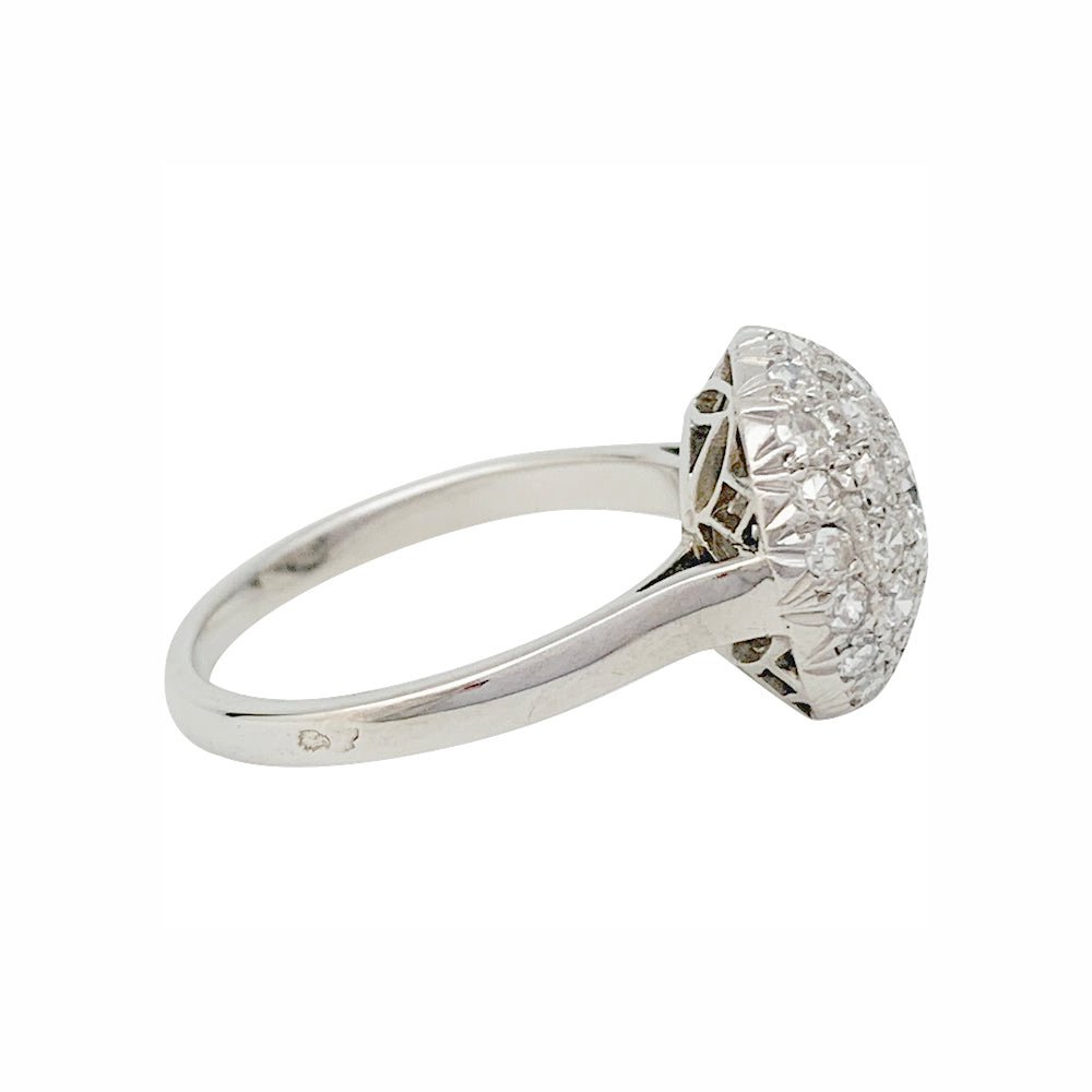 Bague boule en platine, or blanc et diamants - Castafiore