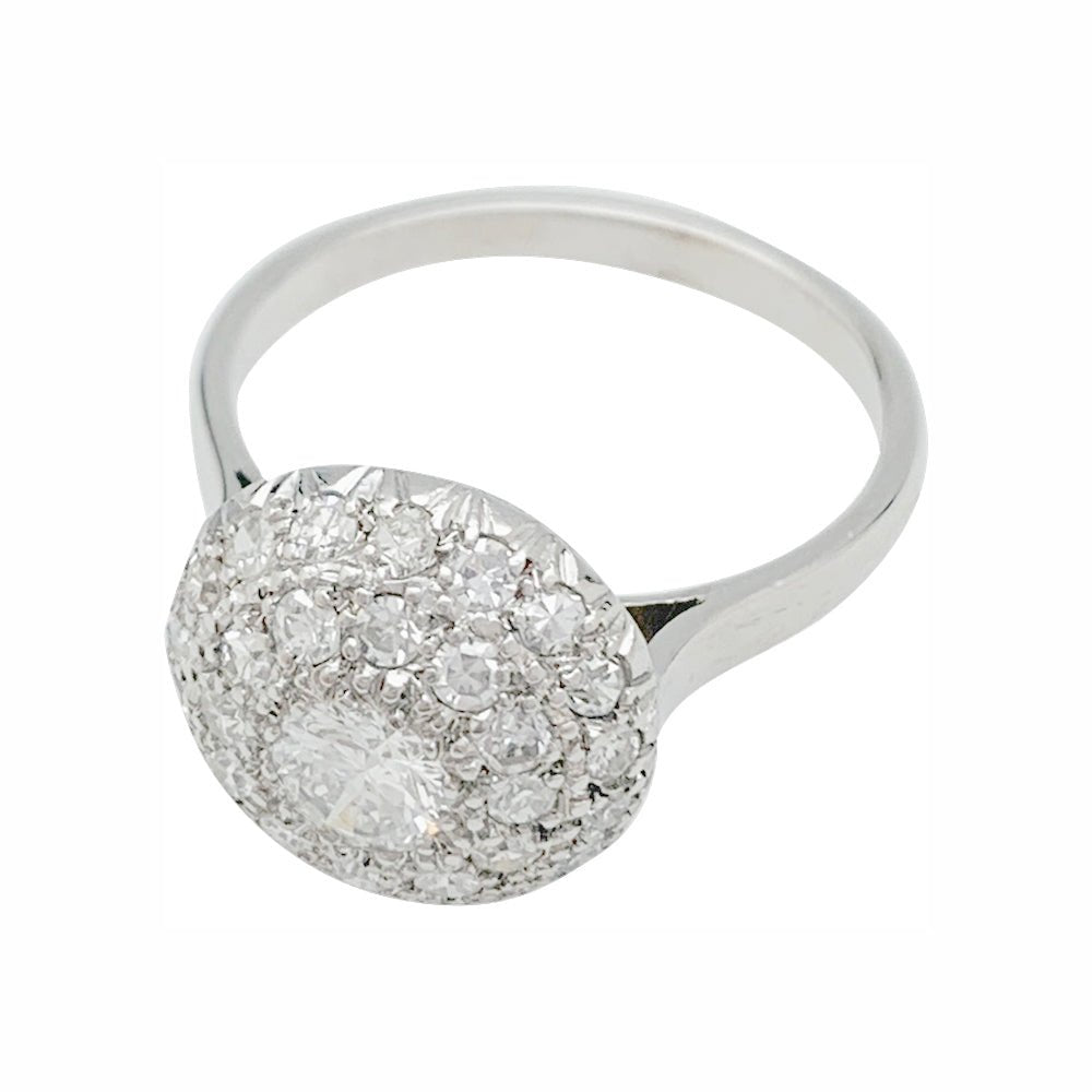 Bague boule en platine, or blanc et diamants - Castafiore