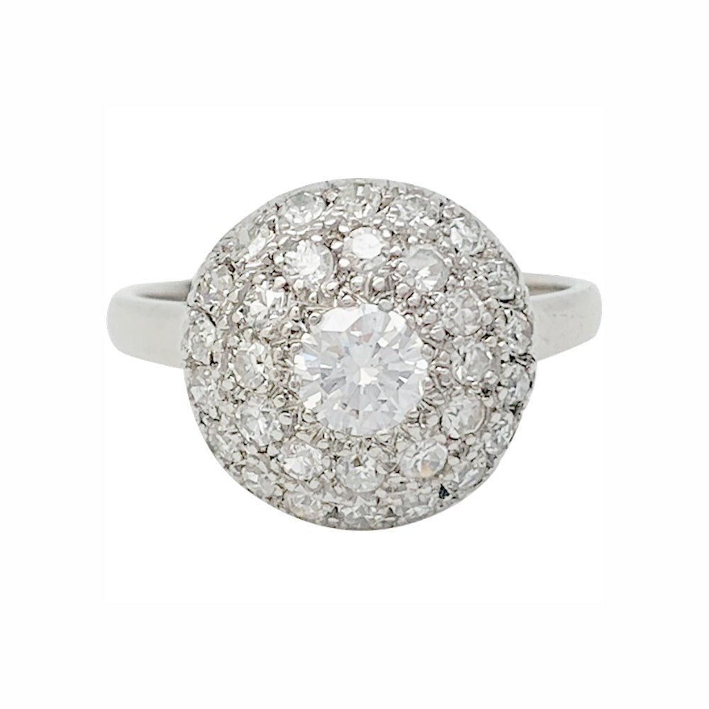Bague boule en platine, or blanc et diamants - Castafiore