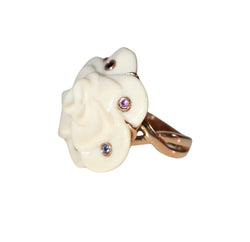 Bague BRANAR Camélia en or rose, saphir, améthystes et opale - Castafiore