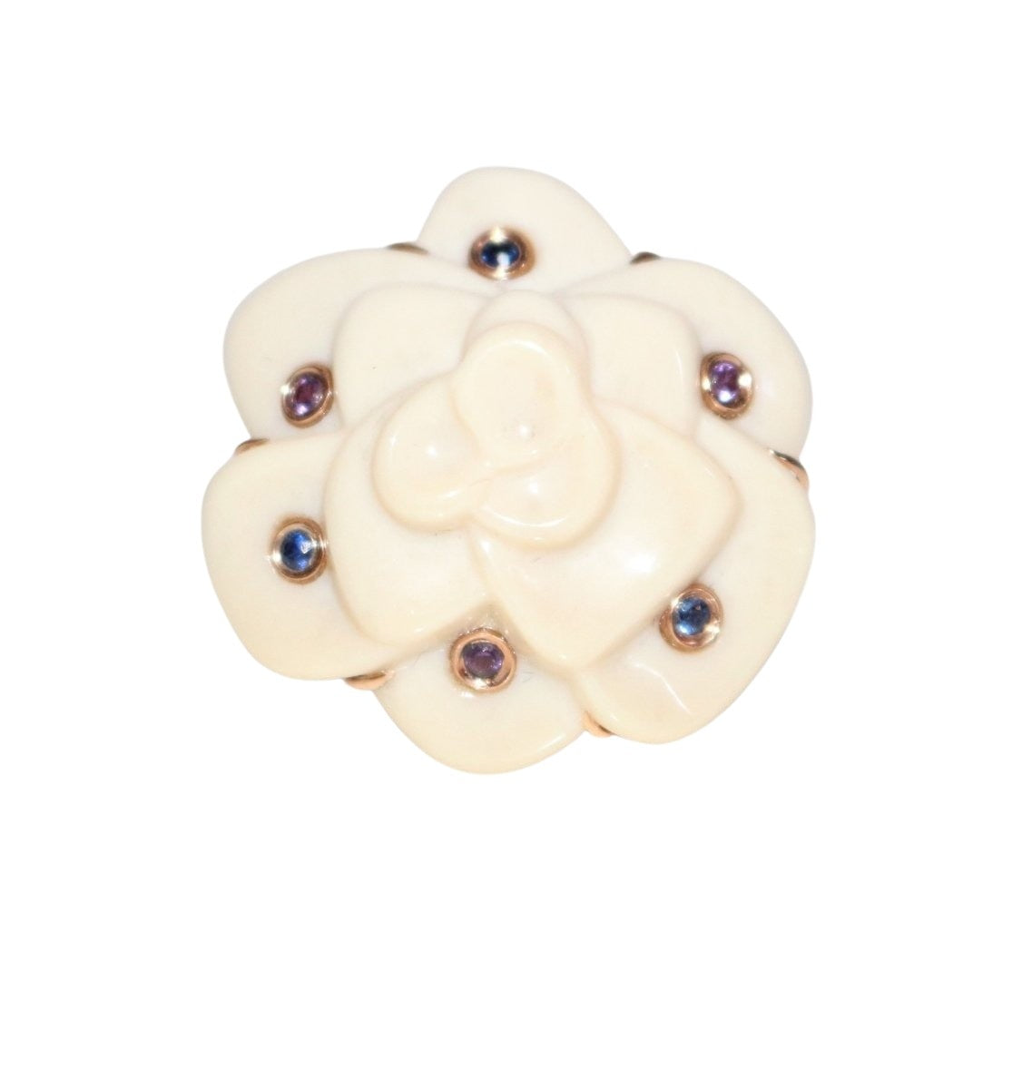 Bague BRANAR Camélia en or rose, saphir, améthystes et opale - Castafiore