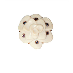 Bague BRANAR Camélia en or rose, saphir, améthystes et opale - Castafiore