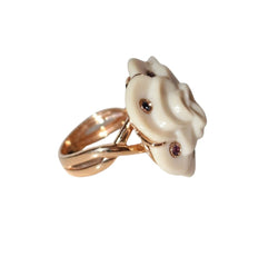 Bague BRANAR Camélia en or rose, saphir, améthystes et opale - Castafiore