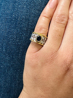 Bague BUCCELATI en or jaune, or blanc et saphir - Castafiore