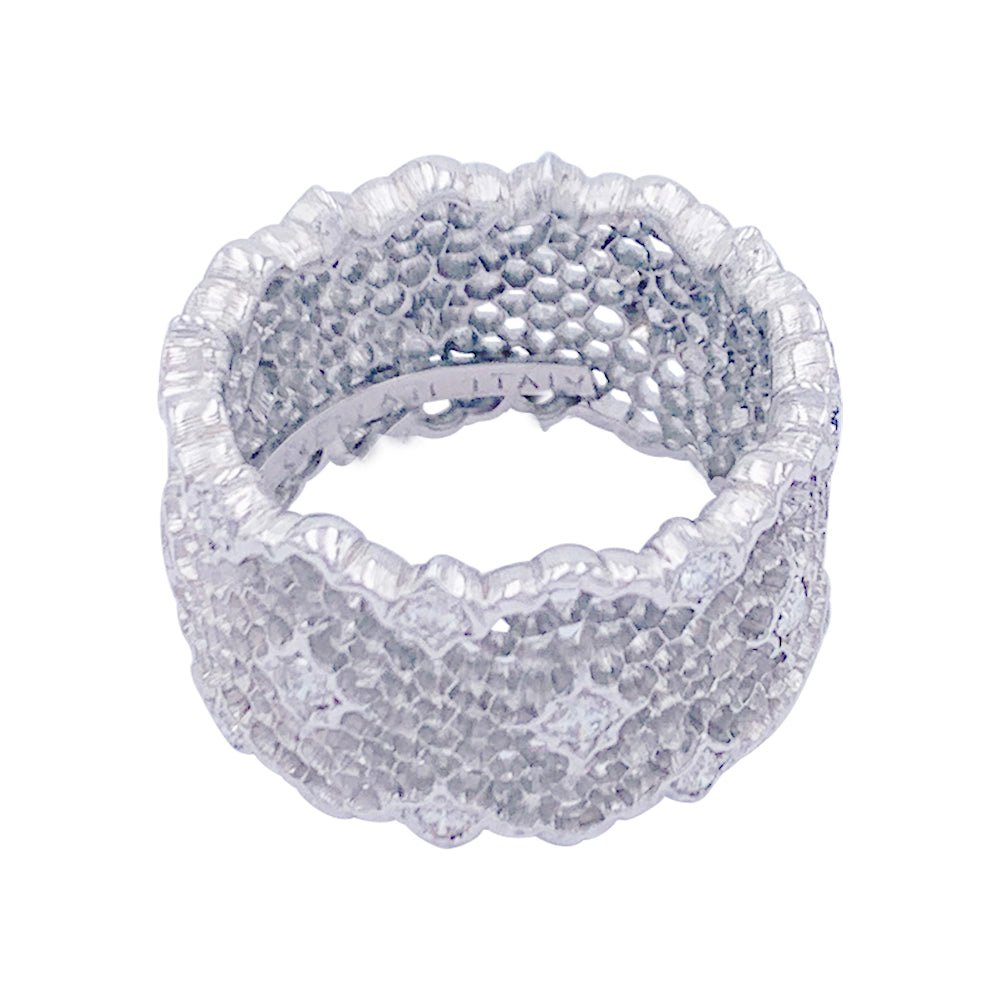 Bague Buccellati, "Tulle", or blanc, diamants. - Castafiore