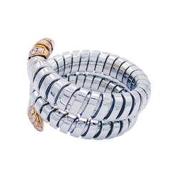 Bague Bulagri, "Serpenti", acier, or, diamants - Castafiore