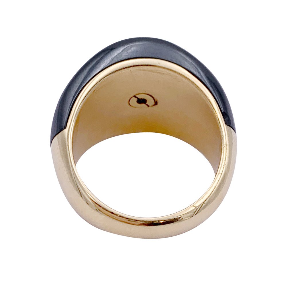 Bague BULGARI en or jaune, hématite et diamants - Castafiore