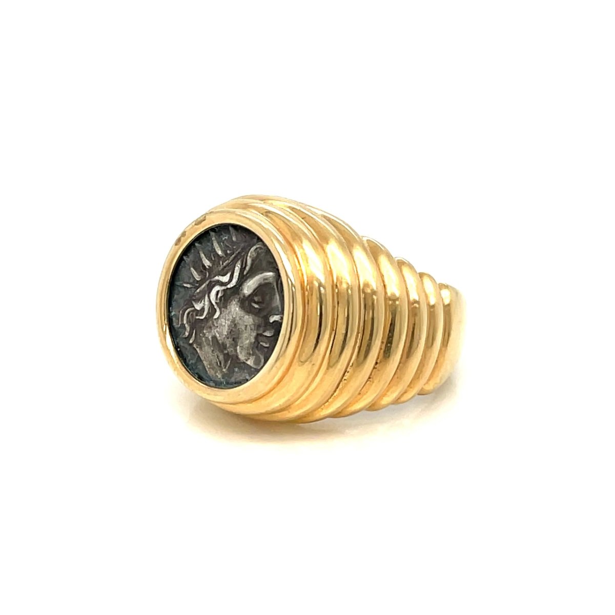 Bague BULGARI "Monete" or jaune, pièce en argent antique - Castafiore